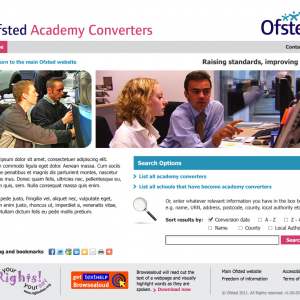 Ofsted Acadamy Converters homepage design