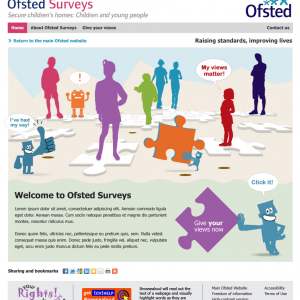 Ofsted Surveys children's homepage design